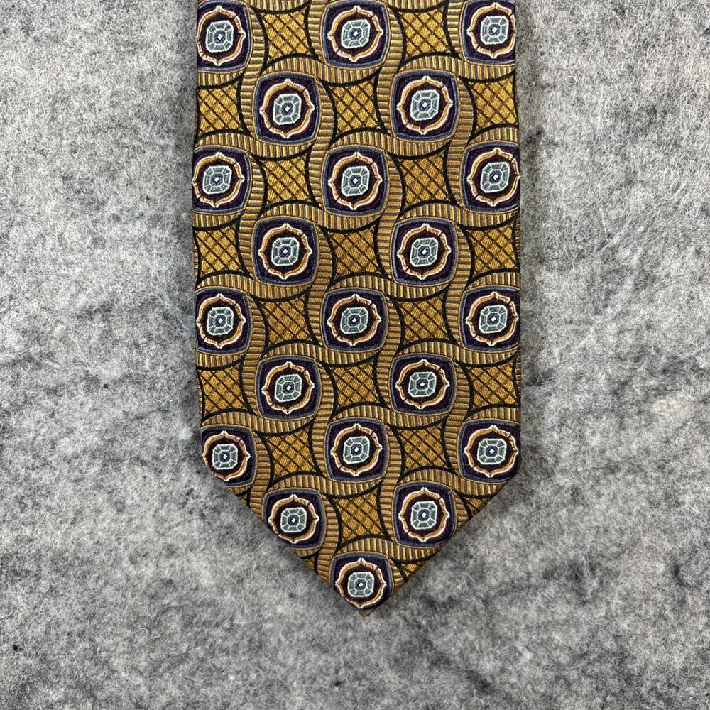 Jos. A. Bank Signature Silk‎ Necktie Men's Golden Blue & Gray Designer Tie